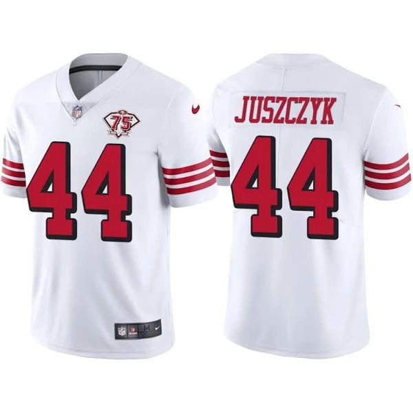 Men San Francisco 49ers #44 Kyle Juszczyk White Nike 75th Anniversary Throwback Limited NFL Jersey